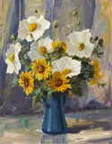 Eugene Pierre Franquinet, Matilija Poppies (Wild Sunflowers), oil on canvas