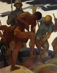 Emil Kosa, Sr., A Concentration Camp under the German Eagle, oil on canvas