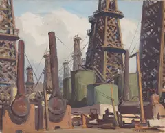 Ralph Holmes, Southern California Oil Wells, oil on canvas