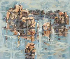 Philip Latimer Dike, Reflections (No. 2), mixed media on board
