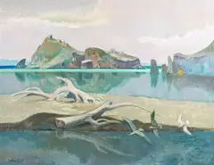 Enchanted Island by Millard Sheets, 1978, oil on canvas, sold Dec 2005