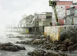 Gerald Brommer, Cannery Row, Silvery Morning, watercolor on paper