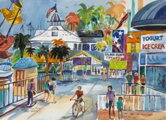 Tino Pontrelli, Balboa Fun Zone, Newport Beach, watercolor on paper