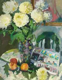 Millie Greene, The Morning Comics, oil on canvas