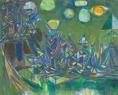 Asger Jorn, (Danish, 1914-1973), oil on canvas laid down on masonite