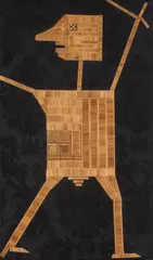 Enrico Baj, (Italian, 1924-2003), parquet and fabric laid on board