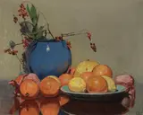 A Still Life with Oranges and Lemons by American School, oil on canvas, sold Aug 2005