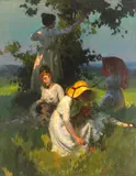 Lajos Jámbor, The Picnic, oil on canvas