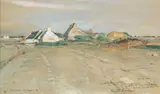 Elizabeth Nourse, Penmarch, Finistère, France, 1919, pencil, watercolor and gouache on board