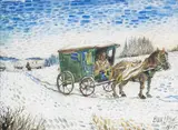 David Burliuk, A Horse-drawn Cart in the Snow