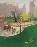 Mary Loomis Wilson, Workers at the Central Park Zoo, 1935, oil on masonite