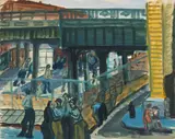 Arthur Faber, The Elevated Train, 1937, mixed media on paper