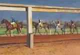 John Philip Falter, Four Jockeys on their Horses Walking the Track, gouache on paper