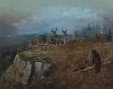 Charles Marion Russell, Deer and Bear in a Landscape
