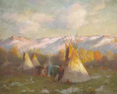 Joseph Henry Sharp, October - November Evening, Crow Reservation, Montana, oil on canvas