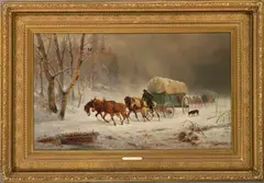 William Hahn, Going Home (Pioneers Braving a Storm), 1878, oil on canvas