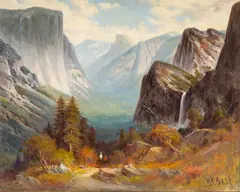 Riders Entering Yosemite Valley by Harry Cassie Best, 1927, oil on canvas, sold Aug 2005