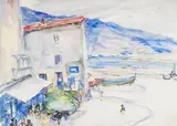 Joseph Raphael, Café at the Port, Menton, France