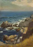 William Adam, Sea, Rock, Land and Sky, oil on canvas board