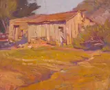 Sunlight on the Old Barn by Maurice Logan, oil on canvas, sold Aug 2005