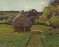 Haystacks by William Wendt, oil on canvas, sold Aug 2005