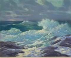 Raymond Nott, A Valley in Bloom; Storm Surf (a pair), first signed 'Raymond Nott' (lower left); second signed 'Raymond Nott' (on the mat, lower left)