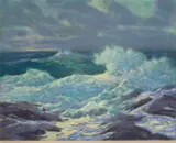 Raymond Nott, A Valley in Bloom; Storm Surf (a pair), first signed 'Raymond Nott' (lower left); second signed 'Raymond Nott' (on the mat, lower left)
