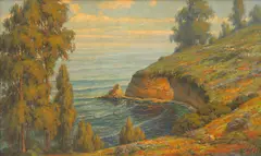 Marius Smith, Wildflowers Along a Coastline, oil on canvas