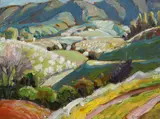 Clark Hobart, Orchards, California, oil on board