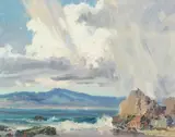 Albert Thomas Derome, Afternoon Showers Clearing, Monterey Bay, Fremont Peak Fort Ord in Rainbow