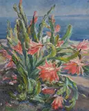 Mary Herrick Ross, Cactus by the Sea, oil on canvas