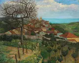 Harry Lachman, Village along the Coast, oil on canvas