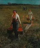 Strawberry Pickers by Theodore Wores, oil on canvas laid down, offered Aug 2005