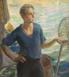 Christian von Schneidau, Whistling Boy, Provincetown, oil on canvas