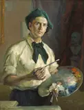 Christian von Schneidau, The Artist with his Palette, 1917, oil on canvas