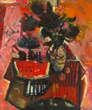 Robert Frame, Red Still life, oil on canvas
