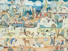 Franz Walter Bergman, Yosemite, 1928, pencil, watercolor and gouache on paper