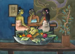 Tahitian Evening by Millard Sheets, 1978, watercolor and ink on paper, sold Aug 2005