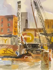 Caisson Drill (Golden Gateway Project) by Ken Potter, watercolor on paper, sold Aug 2005