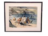 George Post, Figures on a Beach, watercolor on paper