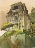 George Post, Mamie Pleasant House, San Francisco, watercolor on paper
