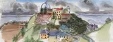 John Charles Haley, Mount Hamilton Observatory, San Jose, 1946, pencil, watercolor and gouache on paper