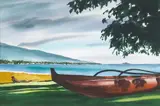 Wayne LaCom, Hawaiian Coastal Scene, watercolor on paper