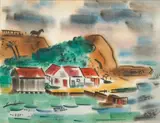 Erle Loran, Homes by the Water, 1938, watercolor on paper