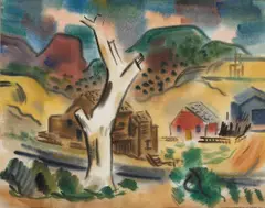 Ghost Town by Erle Loran, 1937, watercolor on paper, sold Aug 2005
