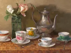 Tea Time by Laurie Kersey, oil on canvas, sold Aug 2005