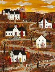 Jane Wooster Scott, Fall Landscape with Houses on a Winding Path, oil on canvas