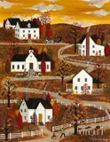 Jane Wooster Scott, Fall Landscape with Houses on a Winding Path, oil on canvas