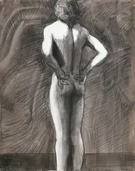 Theophilus Brown, (American, b. 1919), Untitled (Standing Male Nudes), 1991 (2) Each 14 x 11¾in (35 1/2 x 30cm)