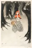 Red Riding Hood (H., C. & I. 313) by Louis Icart, 1927, Etching and aquatint with touches of handcoloring printed on Rives paper with 'M Robbe Fils' watermark, sold Apr 2005